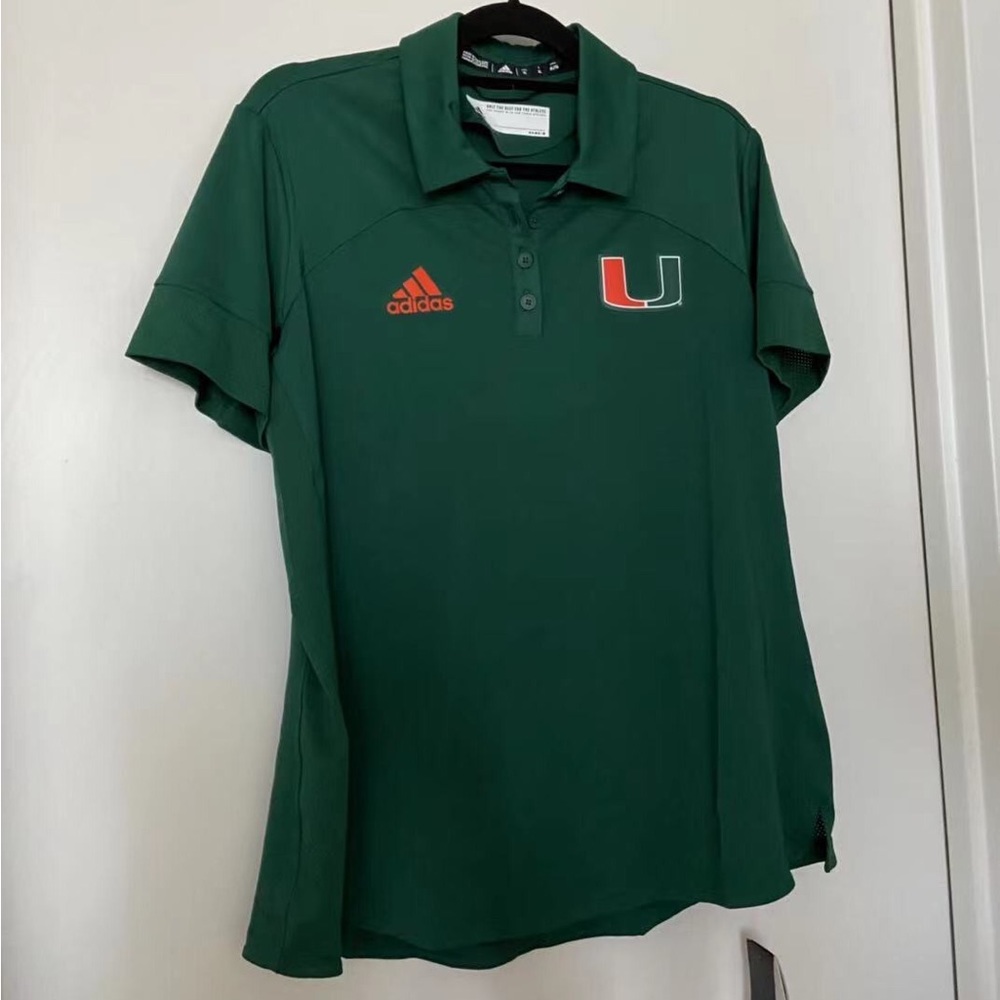Women’s Adidas University of Miami Green Polo Shirt Size XL